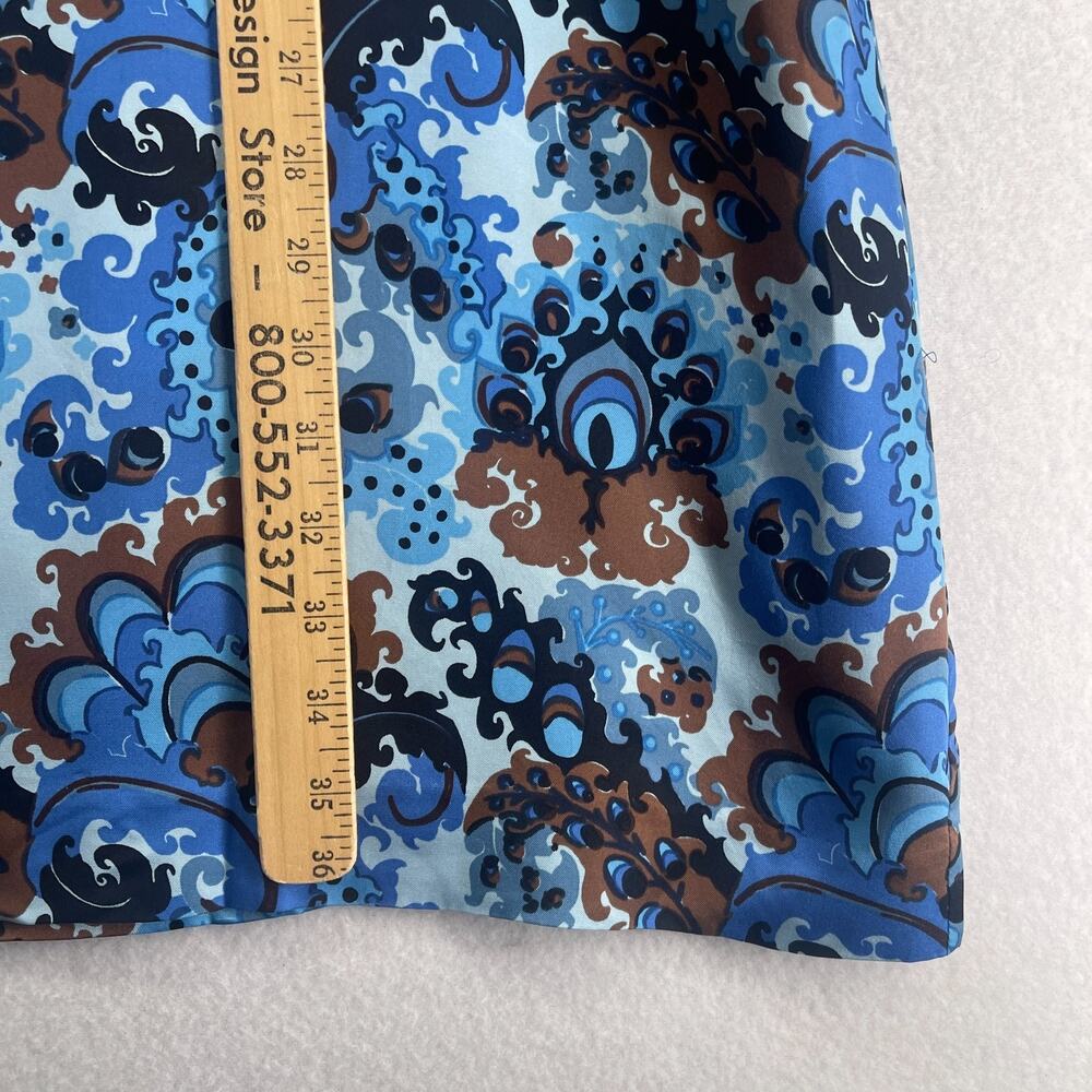 J.CREW Dress 12 Emma Silk Peacock Paisley Print Shift Mini Puff Sleeve Blue - Picture 11 of 12